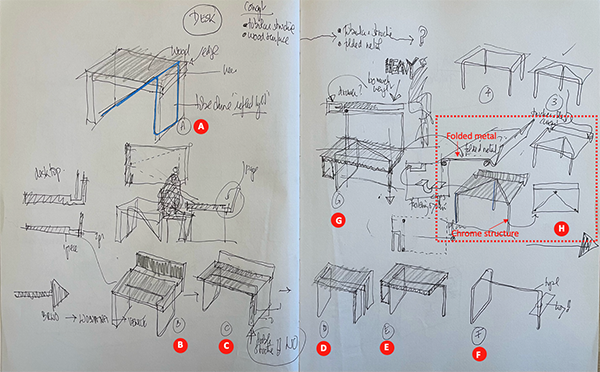 Image 11: Sketches for a desk with drawer (2023) (author’s collection)